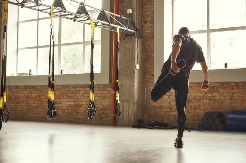 Man doing warm up before gym
