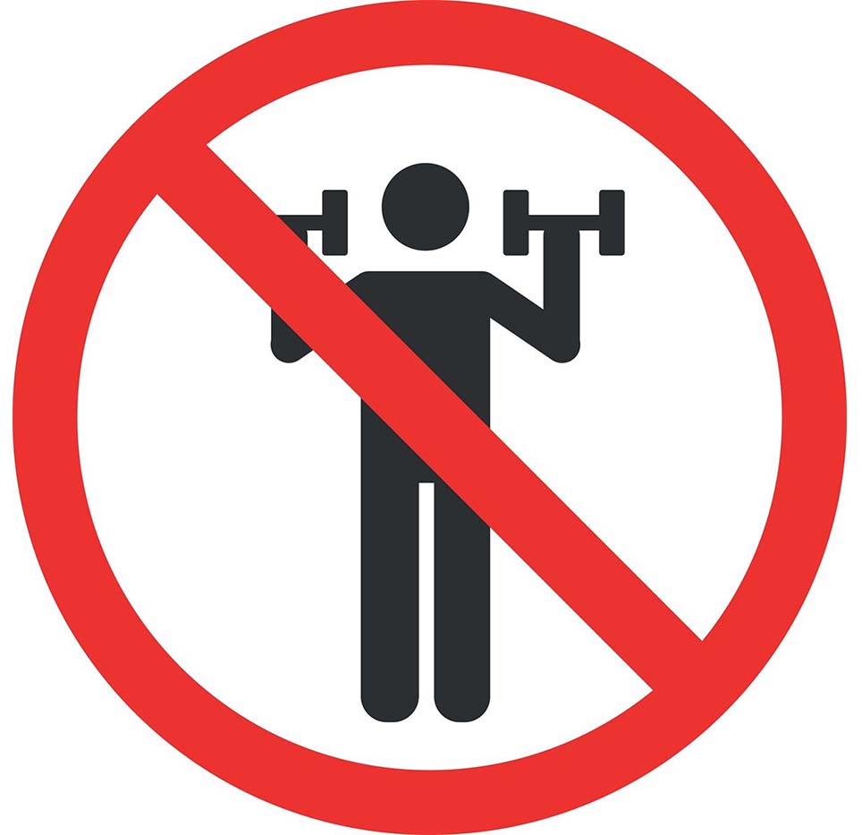 No workout warning sign area in gym