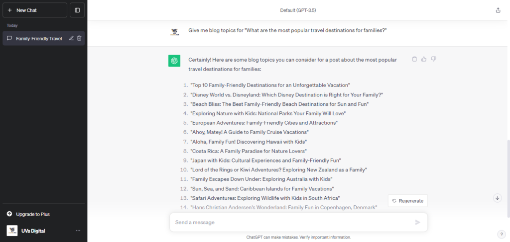 How to get blog post topics using ChatGPT